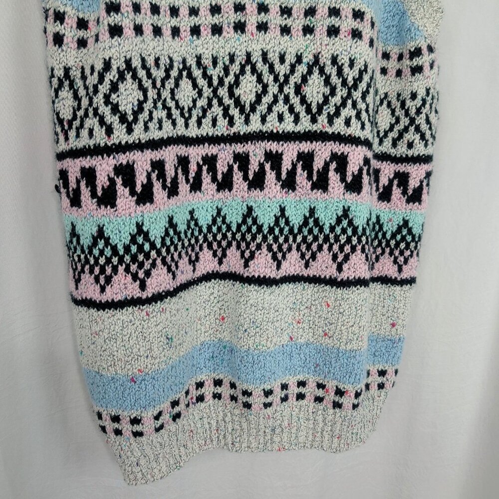 Vintage O'Rite Knit Sweater Vest Large Gray Geometric - Picture 6 of 8